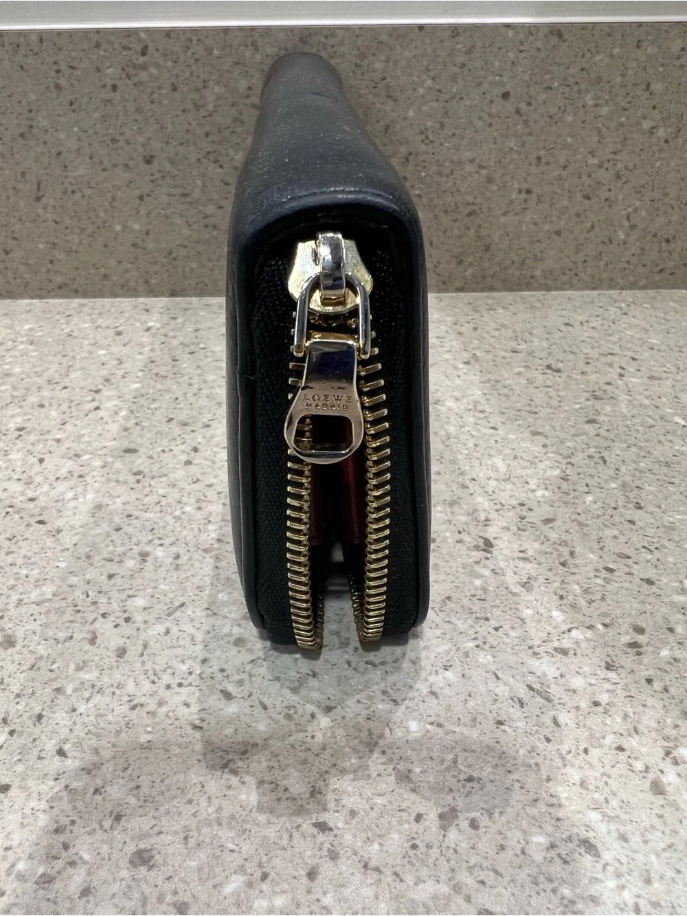 Loewe Navy Leather Zip-Around Wallet with Embossed Logo